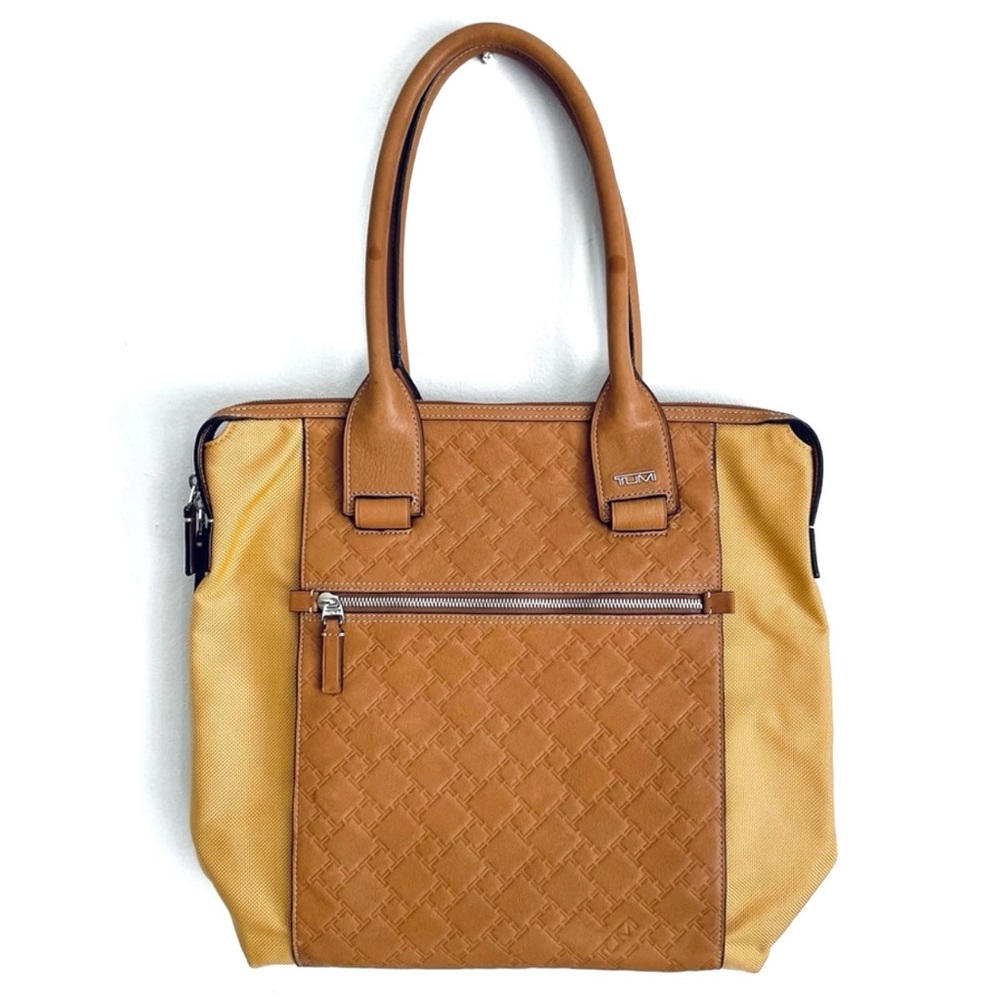 Tumi Ticon Magazine Tote Marigold Brown Travel Bag ID Lock To Block RFID Signals